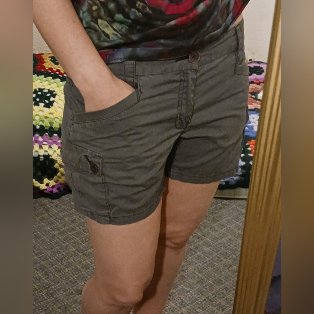 Organic Cotton Blend Dark Gray Cargo Shorts Size 4
